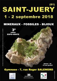 3e Salon Minéraux Fossiles Bijoux de Saint-Juéry - Tarn - Occitanie - France. Du 1er au 2 septembre 2018 à Saint-Juéry. Tarn.  10H00